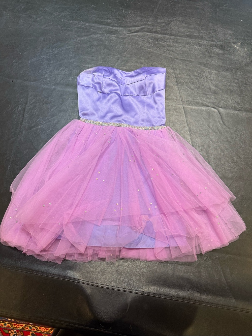 Sherri Hill Lavender Satin Bodice with Pink Tulle Skirt